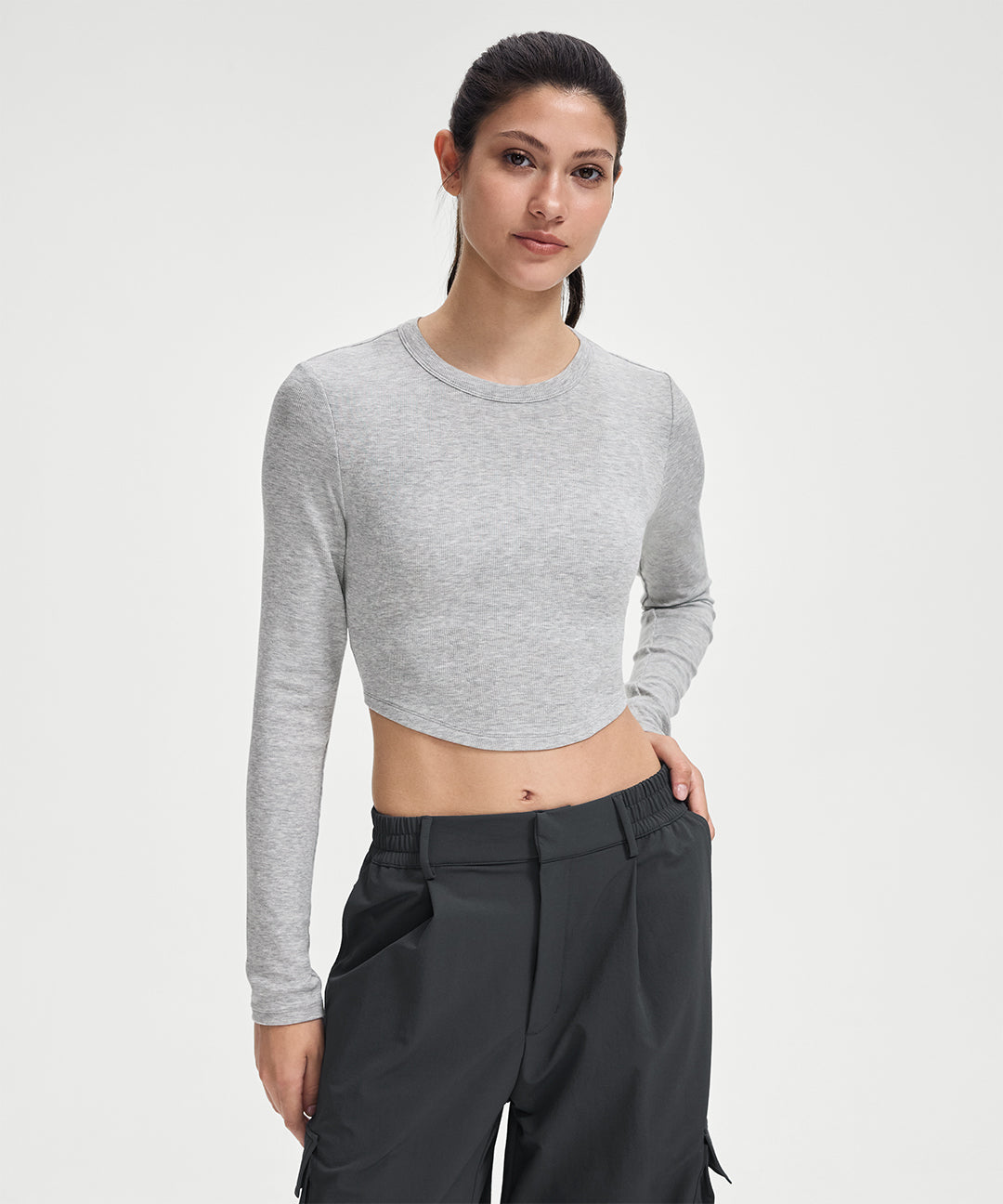 Ribbed Modal Cropped Long Sleeve