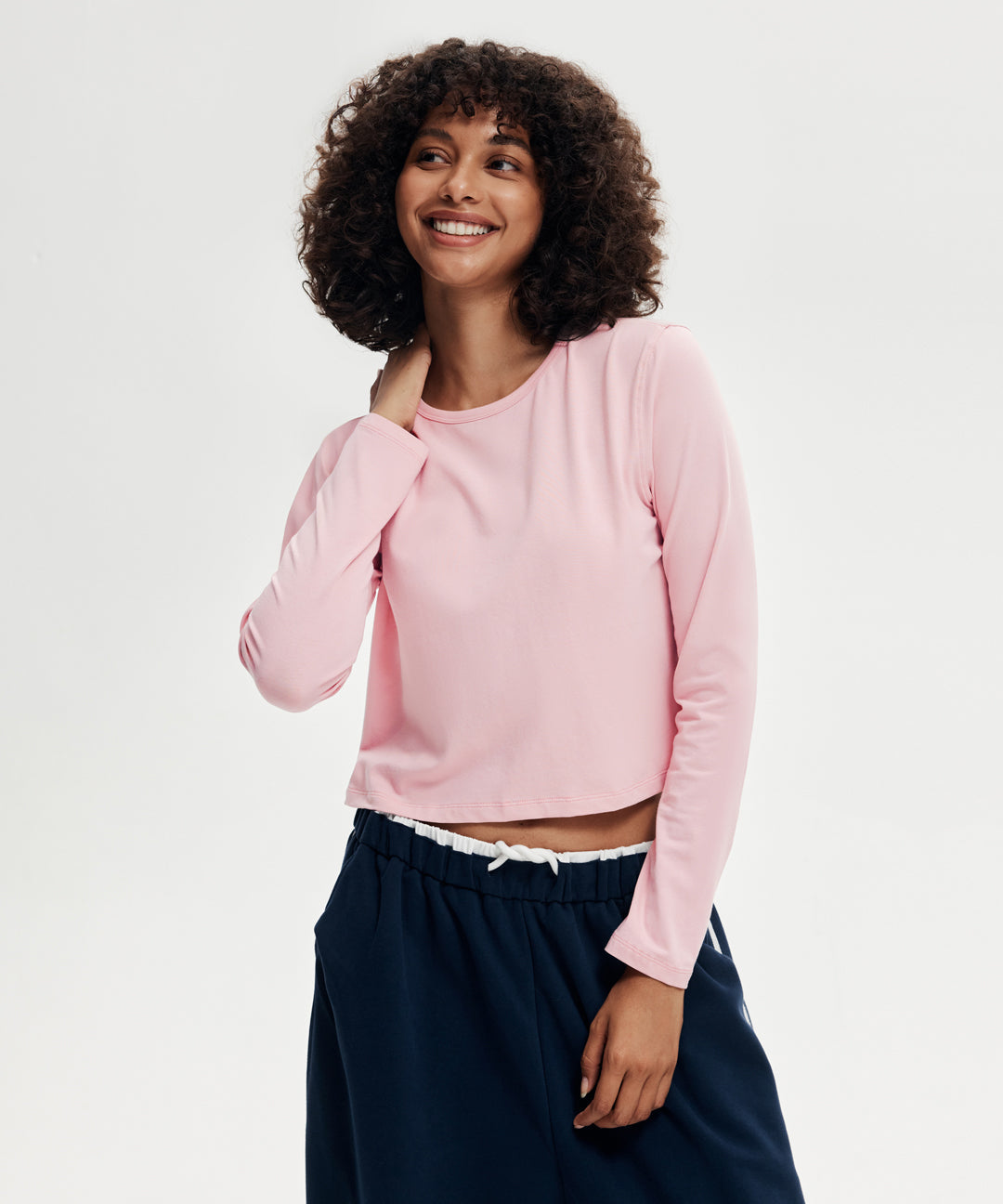 Pima Cotton Cropped Long Sleeve