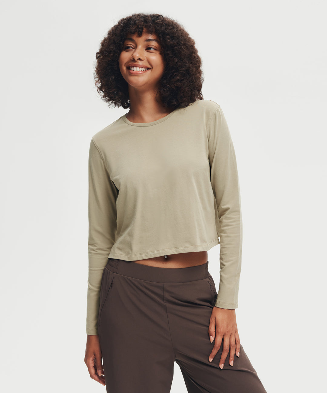 Pima Cotton Cropped Long Sleeve