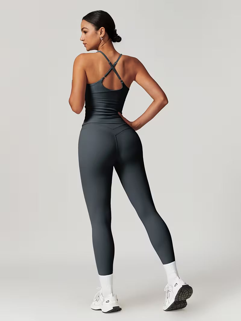 Women's 2-Piece High-Stretch Tank Top &amp; Trousers Workout Set